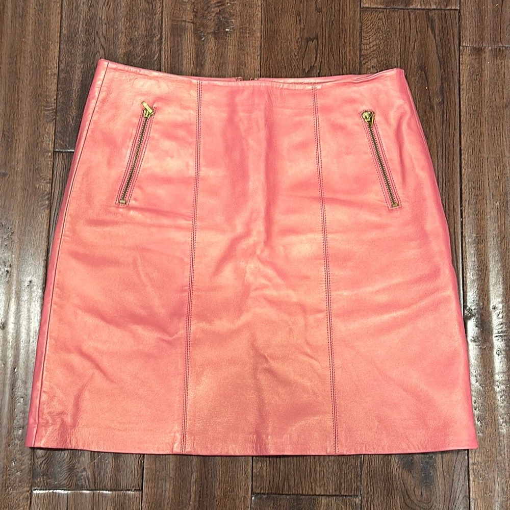 Pink Leather Pencil Skirt